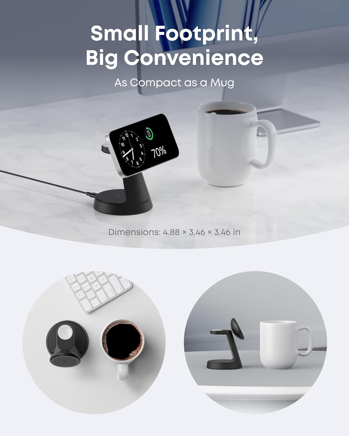 Anker MagSafe Charger Compatible, MagGo 3-in-1 Qi2 15W Charging Station