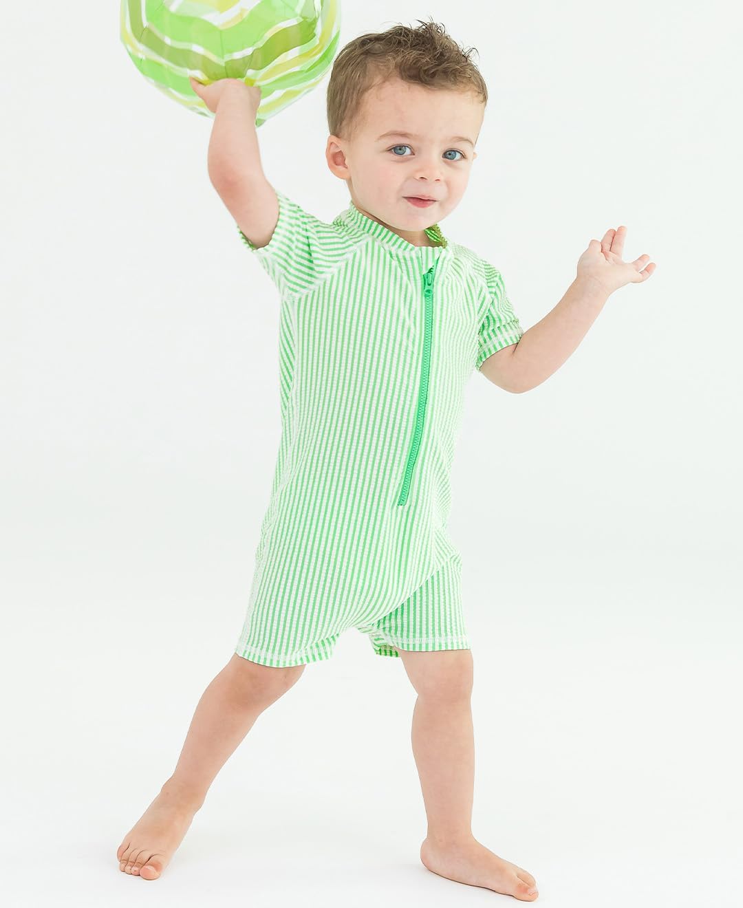 RUGGEDBUTTS Baby Boy Rash Guard Striped - One Piece Sunsuit UPF 50+