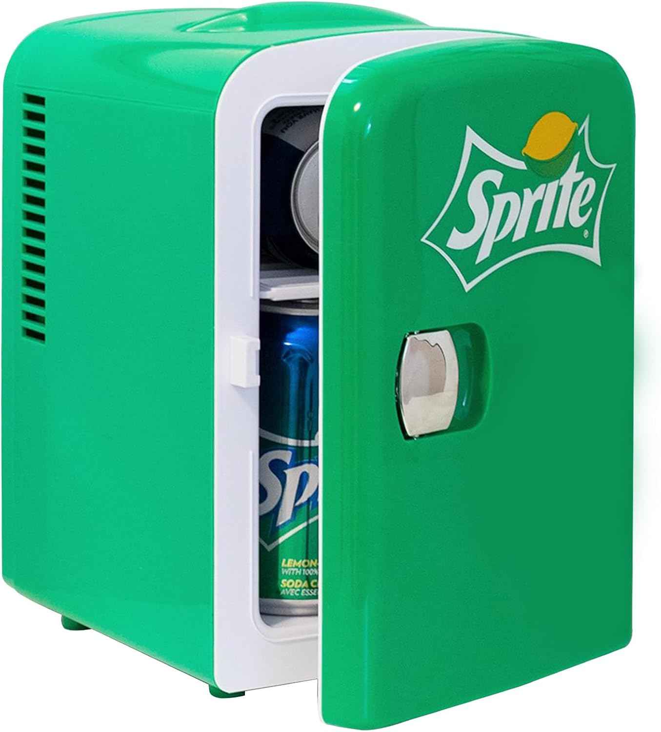 Koolatron Sprite Mini Fridge - 6 Can Refrigerator for Bedroom Office, Portable Table Top Beverage Cooler, 12V 110V Refrigerador For Drinks, Soda, Wines, Use In Car, Dorm, Outdoor, Patio