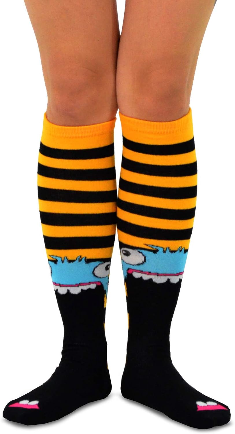 Gift Boxed Novelty Knee High Crew Slipper Socks Fun Party Pink Ribbon Christmas Valentines Patrick Halloween 9 Pair Women