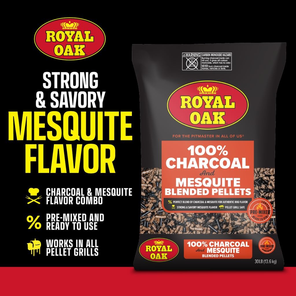 Royal Oak 100% Charcoal & Mesquite Pellets, 30 LB, Bold BBQ, Pellet Grill