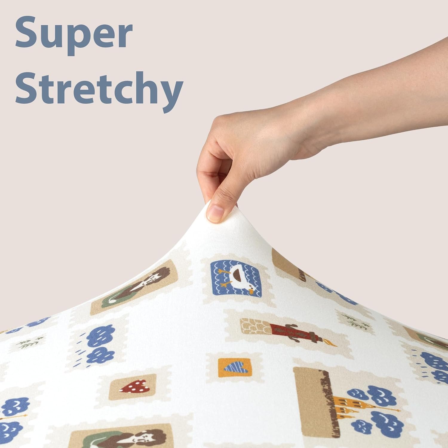 Baby Mini Crib Sheets Boy, Portable 38”x26” Pack and Play Sheets Fitted for Playard and Pack N Play Mattress, 3-Pack Soft Microfiber Blue Brown Stamp