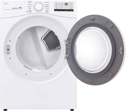 LG 7.4 Cu. Ft. Vented Stackable Electric Dryer in White with Sensor Dry
