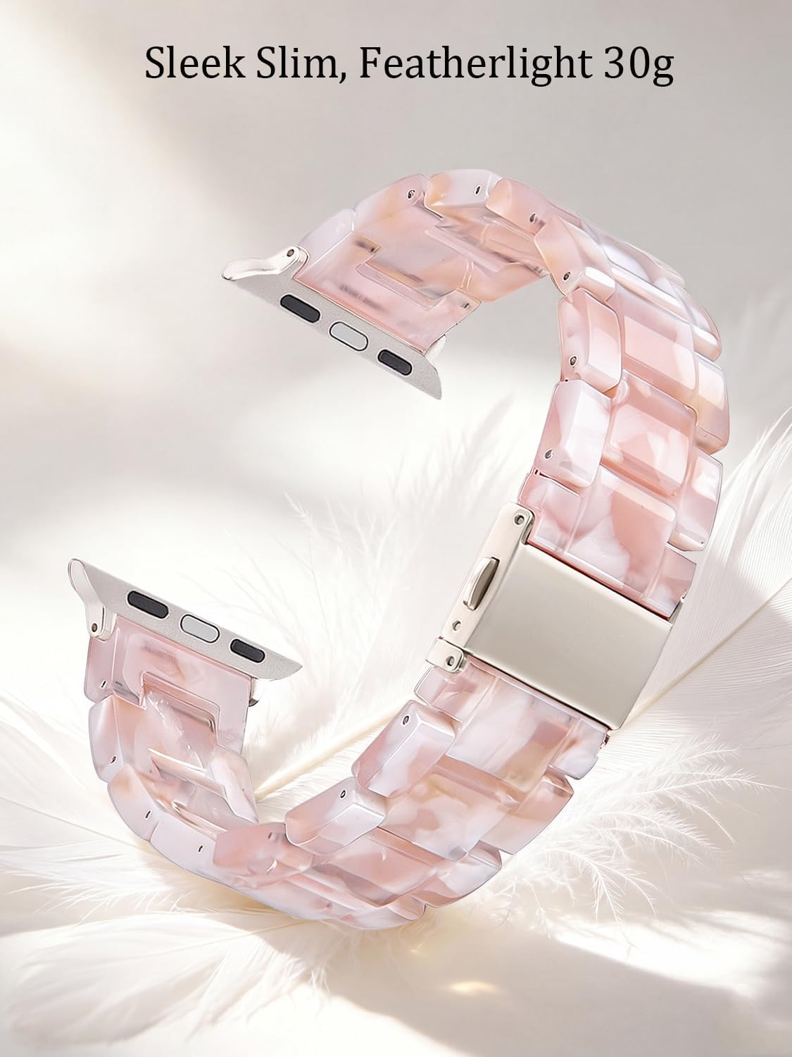 V-MORO Resin Bands Compatible with Apple Watch Band,Floral Pink-Starlight