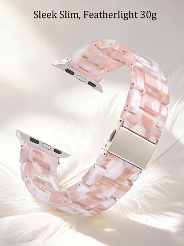 V-MORO Resin Bands Compatible with Apple Watch Band,Floral Pink-Starlight