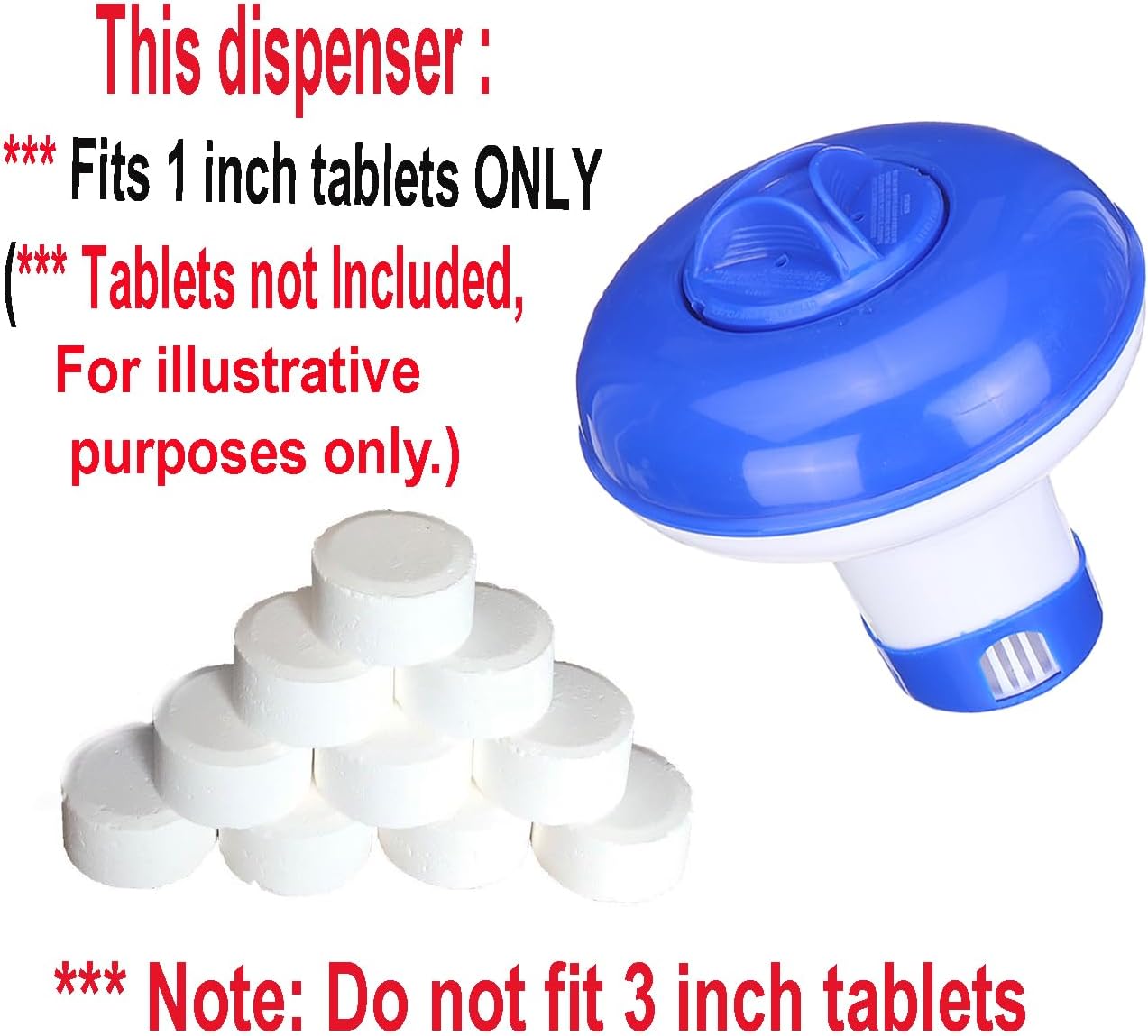 ATIE Collapsible/Retractable Mini 1" Chlorine/Bromine Tablet Dispenser for Small Kiddie Pool, Spa, Hot Tub, and Fountain, Ideal for Inflatable & Small Above-Ground Pools
