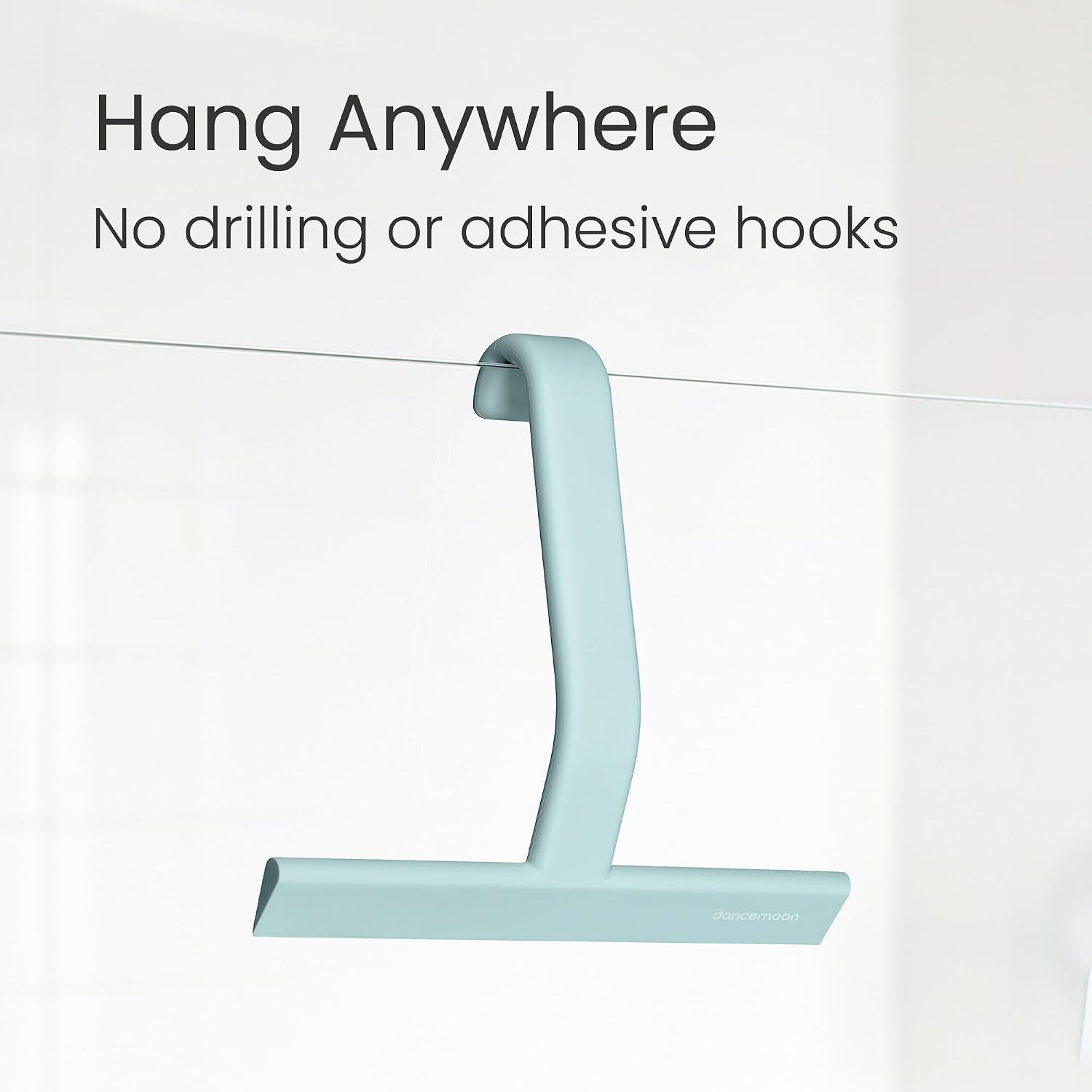 dancemoon JustHang Shower Squeegee with Built-in Hook, 10-Inch Slate Blue