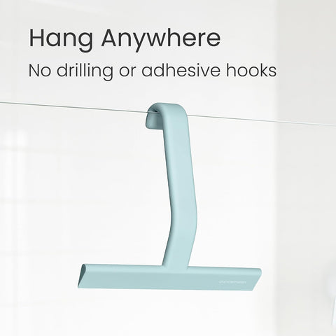 dancemoon JustHang Shower Squeegee with Built-in Hook, 10-Inch Slate Blue