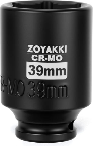 1/2" Drive 39mm Deep 6 Pt CR-MO Metric Impact Socket for Axle Nuts
