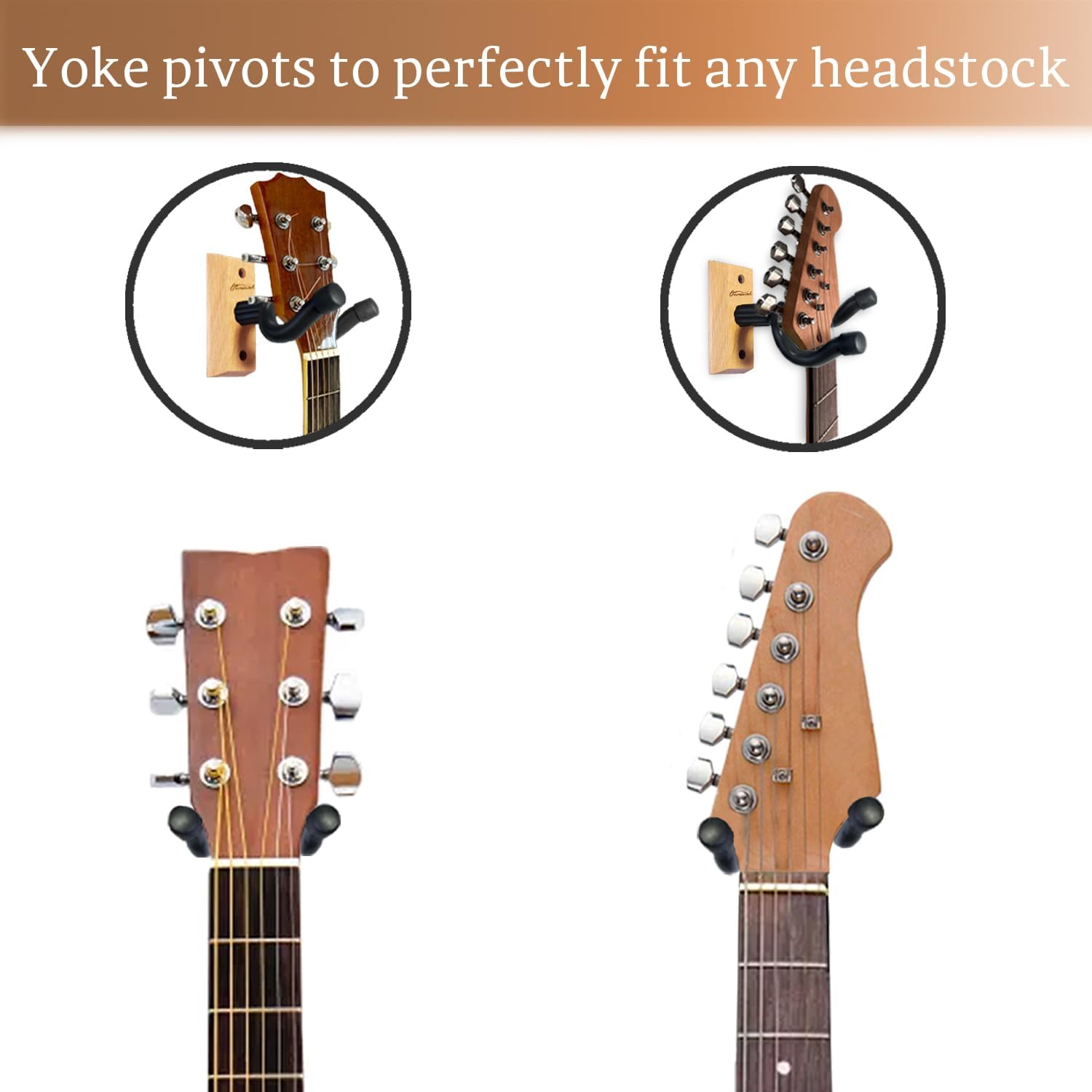 Guitar Wall Mount 3 Pack, Ash Hardwood Guitar Hanger, U-Shaped Guitar Wall Hanger Mount, Guitar Holder Hook Stand Wall for Acoustic, Electric Guitar, Banjo, Bass, Gift for Guitar Player