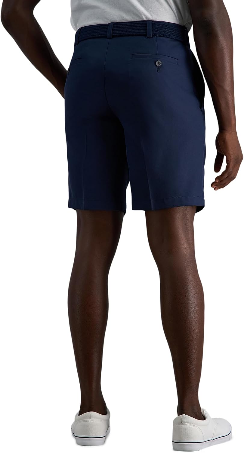 Haggar Men's Cool 18 Pro Straight Fit Pleated Front 4-Way Stretch Expandable Waist Golf Performance Short