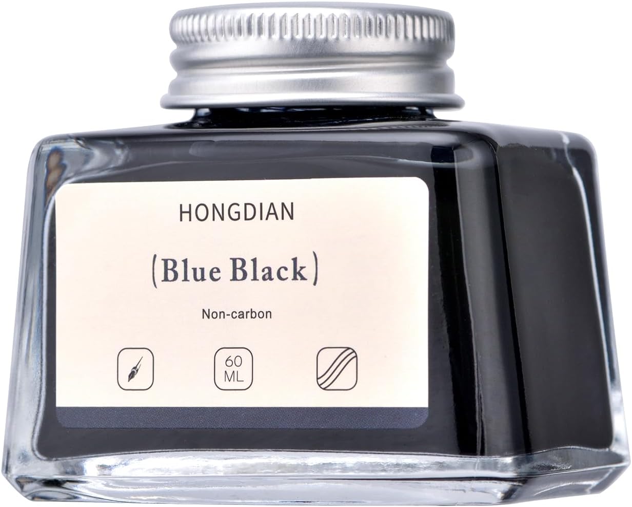 Hongdian Fountain Pen Bottled Ink Blue Black Color, 60ml Non Carbon Inkwell Bottle, Artist Calligraphy Ink