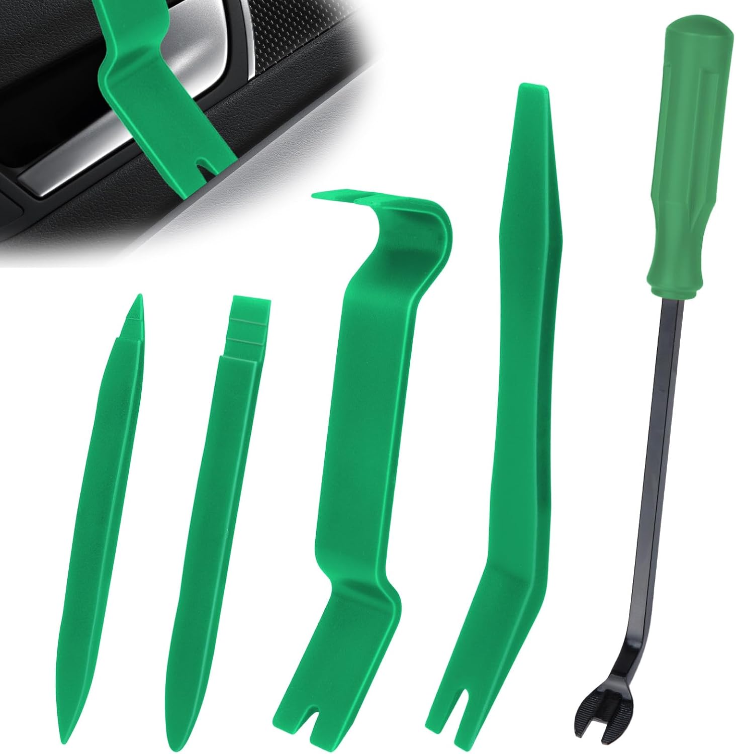 BFXM 5PCS Car Trim Removal Tool Kit, Plastic Pry Tool No-Scratch, Green