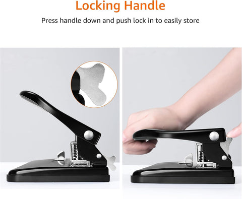 Amazon Basics 3 Hole Punch with Easy-Clean Tray, 30 Sheet Capacity, Black, 6-Pack