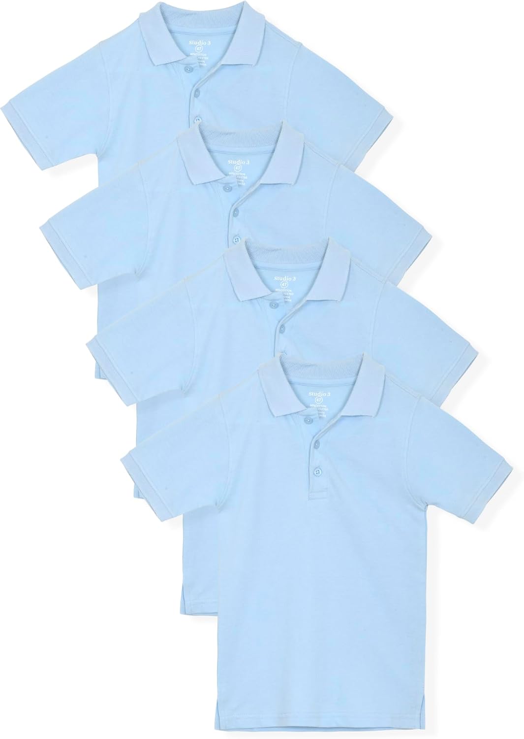 Studio 3 Boy’s - 4-Pack School Uniform Short and Long Sleeve Pique Polo Shirts