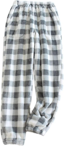 codcm Womens Plaid Fluffy Pajama Pants Fuzzy Fleece Cozy Lounge Pants with Pockets Winter Warm Pj Bottoms