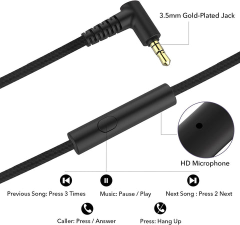 R10 Kids Headphones Over-Ear with Microphone, Lightweight Folding Stereo Bass Headset with 1.5M No-Tangle Cord, Portable Wired Headphones for Smartphone Tablet Computer MP3 / 4 (Black)