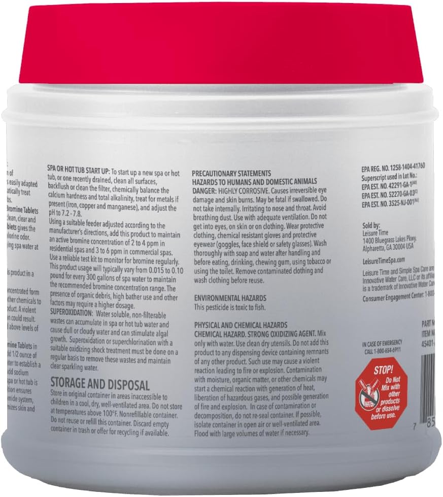 Leisure Time 45401, Spa Bromine Tablets, 2.2 lbs