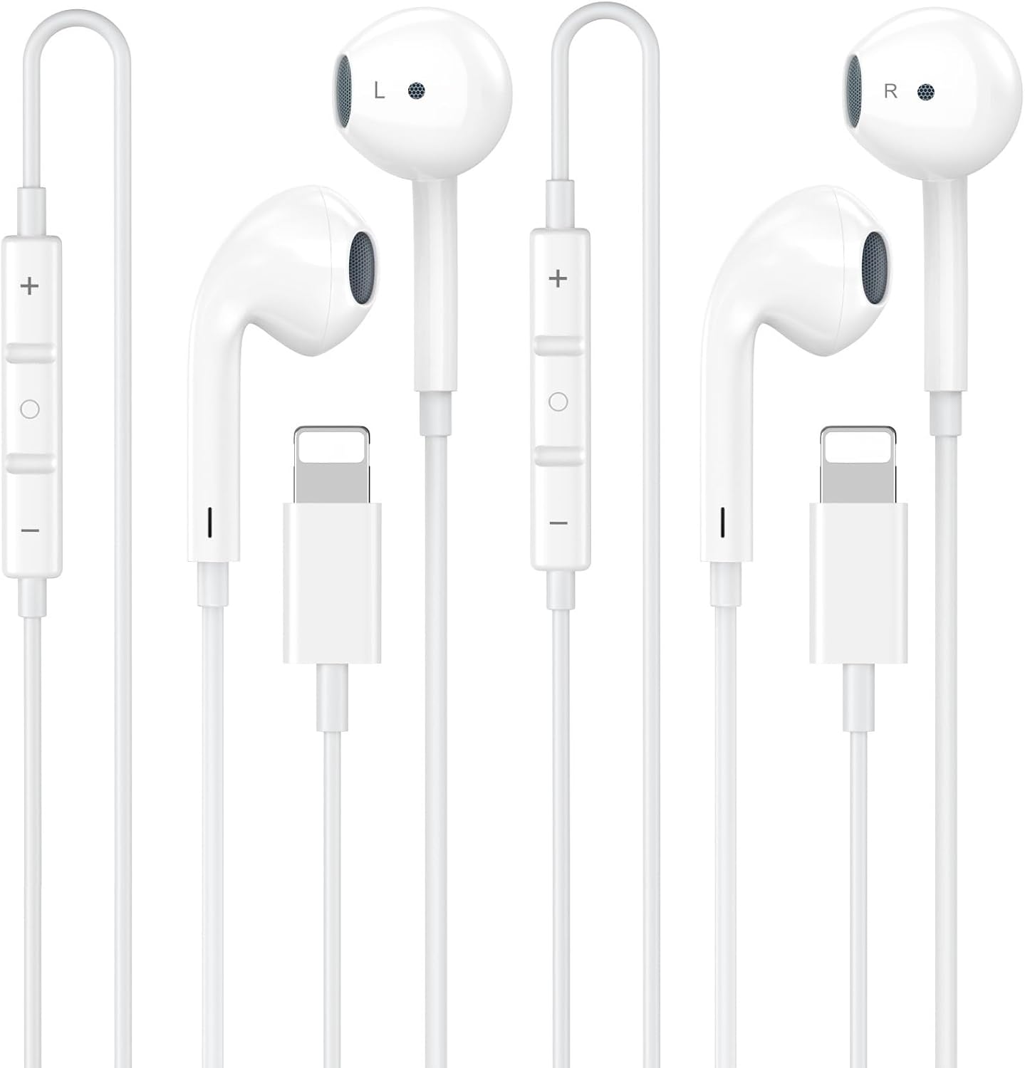 2 Pack Apple MFi Certified iPhone Headphones Wired with Lightning Connector