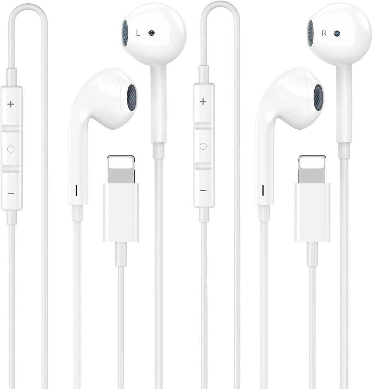 2 Pack Apple MFi Certified iPhone Headphones Wired with Lightning Connector