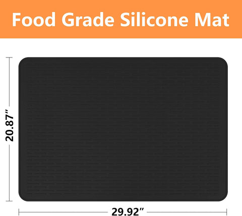 Stove Top Cover for Electric Stove- Range Covers for Electric Stove,Silicone XXL Dish Drying Mat, Glass Cooktop Covers, Flat RV Range top Mats (Black, 30"x21")