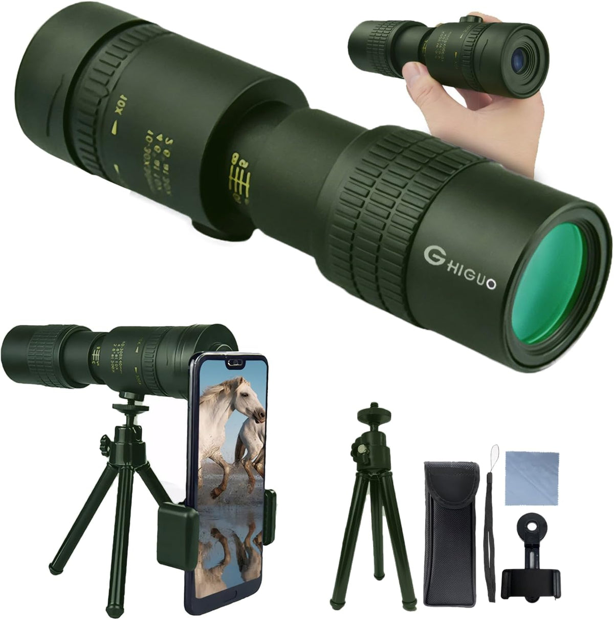 30x40 Monoculars for Adults High Powered, Compact Monocular Telescope for Smartphone, Mini Pocket Handheld Monocular with Flexible Tripod for Hunting, Star Gazing, Bird Watching, Travel