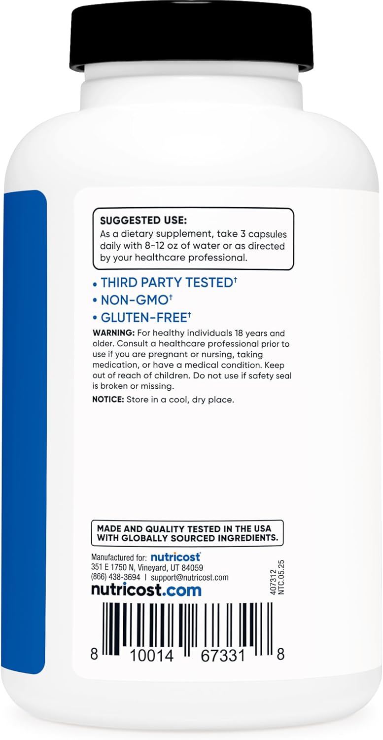 Nutricost Nitric Oxide Booster 2250mg, 180 Capsules, Gluten Free