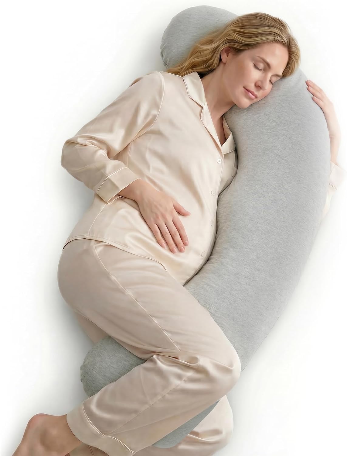 Momcozy J Shaped Pregnancy Pillow, Maternity Body Pillow for Side Sleepers