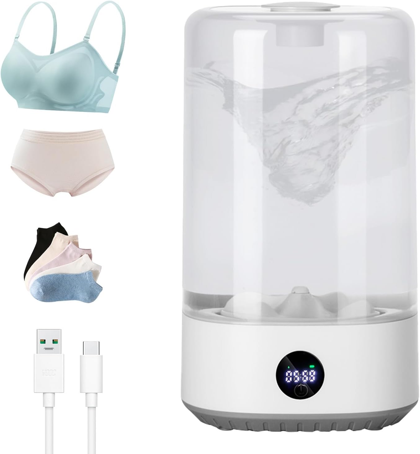 6L Rechargeable Mini Washing Machine, Cordless Underwear Washer