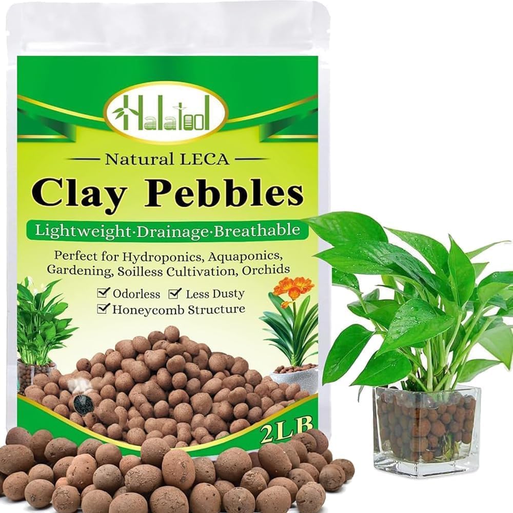 Halatool 2LB Leca Clay Pebbles for Plants, 4-16mm Hydro Balls for Drainage