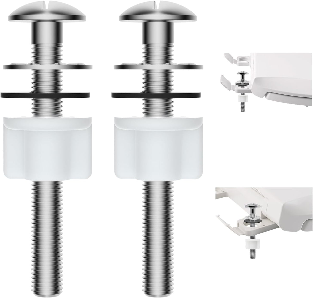 Hibbent 2 PCS Toilet Seat Bolt Kit, Stainless Steel Bolts with Plastic Nuts