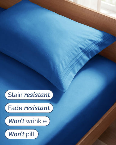 Twin Size 3 Piece Sheet Set - Breathable & Cooling Sheets - Royal Blue