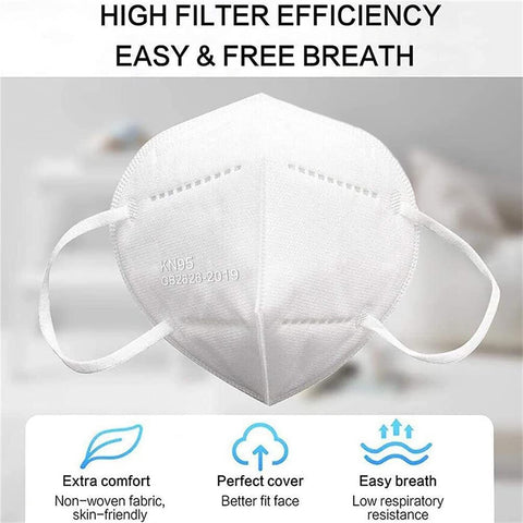 LEMENT 50PCS KN95 Face Mask, Cup Dust Masks with Elastic Ear Loops(White)