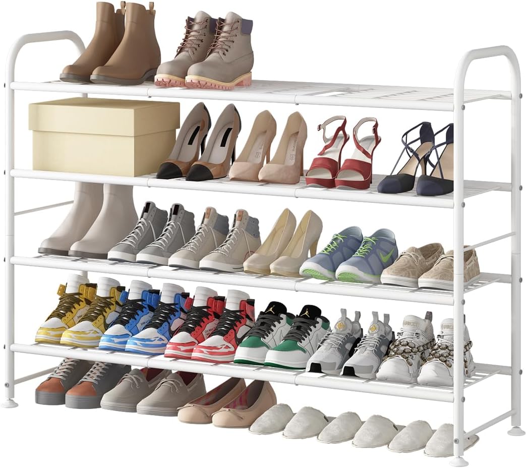 LINZINAR 4 Tier Long Shoe Rack for Closet Metal Shoe Organizer for Entryway