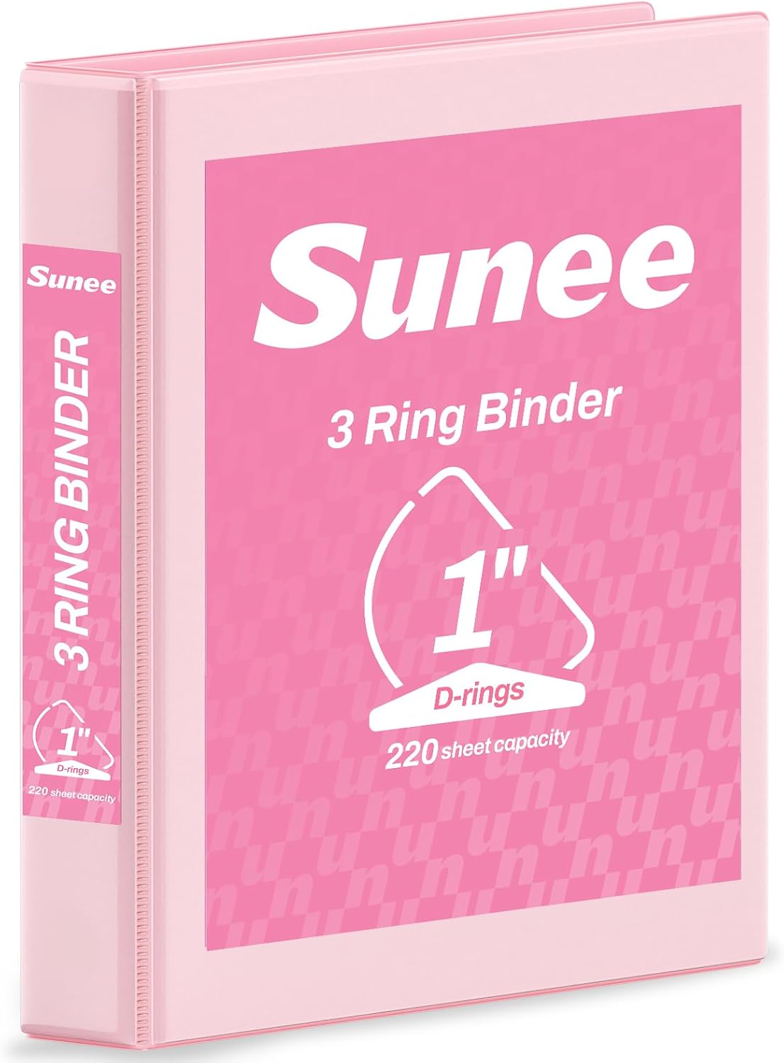 SUNEE 3 Ring Binder, 1 Inch D Ring, Clear View PVC-Free (Fit 8.5x11 Inches), Pink, 1 Pack