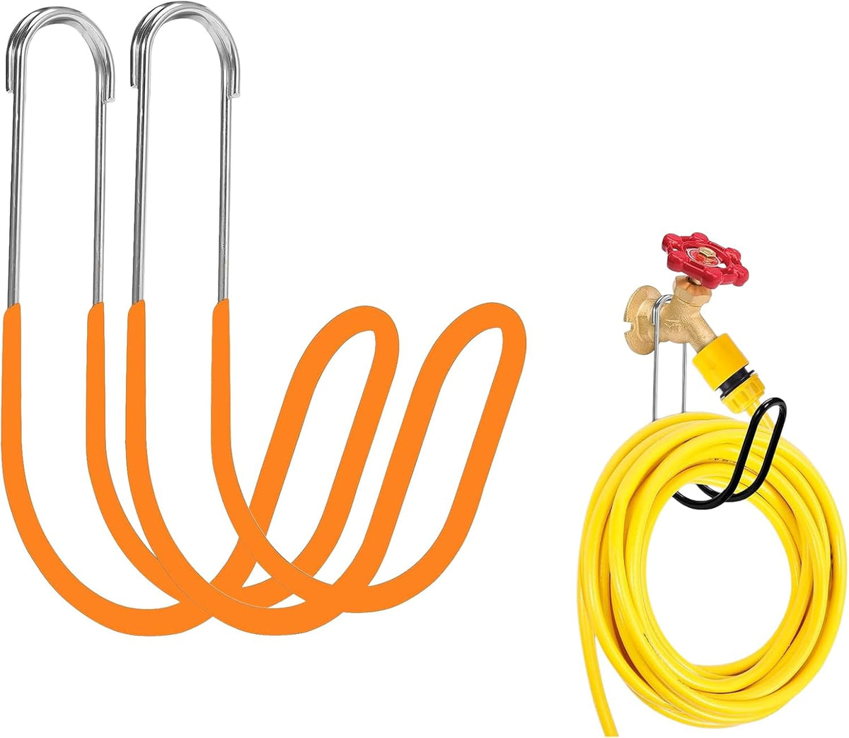 Garden Hose Holder Water Hose Hanger Wall Mounted,304Stainless Steel Solid Hose Hook Holds Up to 50Ft Garden Hose, Expandable Hose, Water Hose(Red 2pcs)