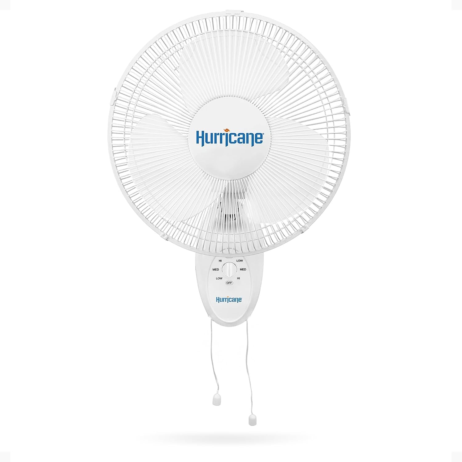 Hurricane Supreme Oscillating Wall Fan, 3 Speeds, White - 16in