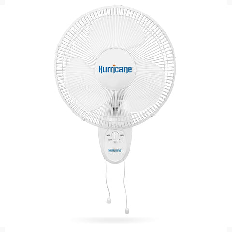 Hurricane Supreme Oscillating Wall Fan, 3 Speeds, White - 16in