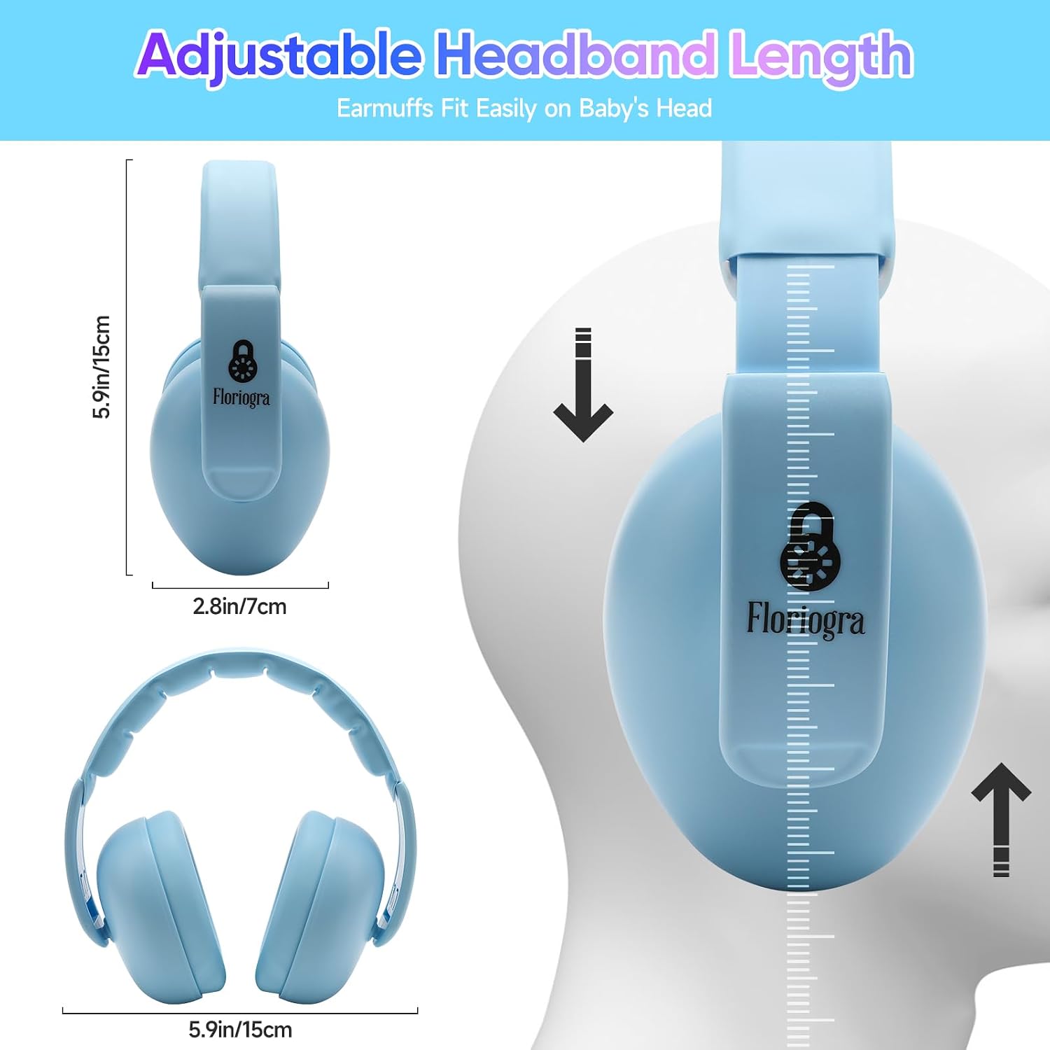 Floriogra Baby Headphones for Noise - [Upgraded Friendly Version] Infant Ear Muffs Noise Protection - Toddler Noise Cancelling Headphones - Baby Ear Protection for 3 Months to 3 Years