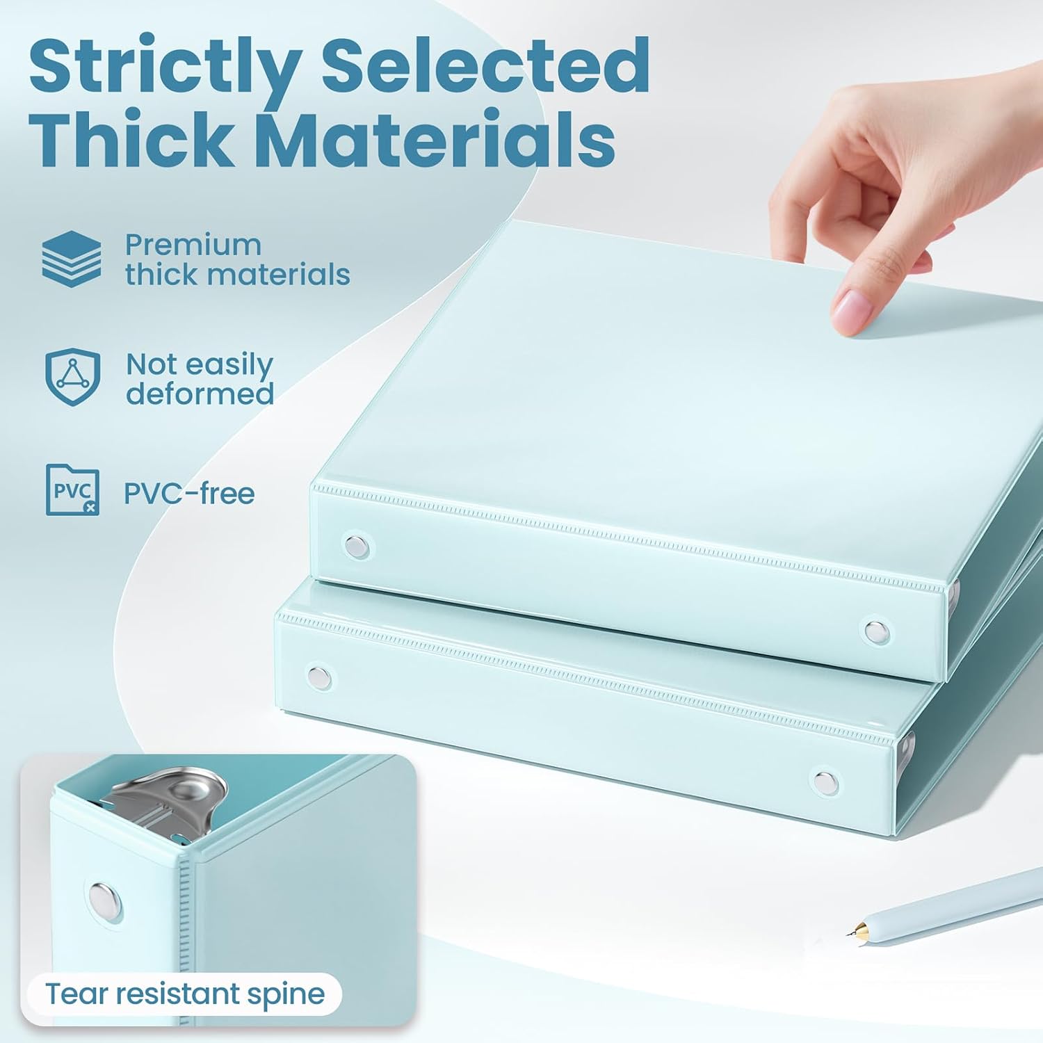 SUNEE 3 Ring Binder 1 Inch 4 Pack, Clear View 1" Binders Three Ring PVC-Free (Fit 8.5x11 Inches) for School or Office Supplies, Blue