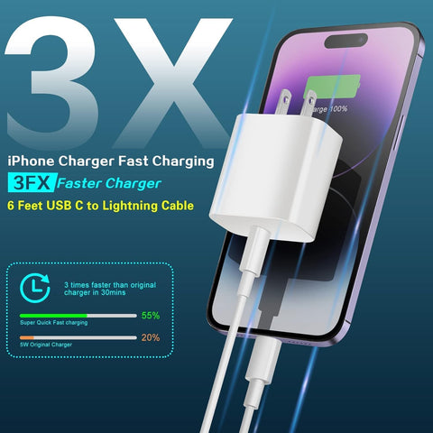 iPhone Charger Fast Charging,[Apple MFi Certified] Apple Chargers iPhone Super Quick 2Pack 6FT Type-C to Lightning Cable USB C Wall Charger Plug Adapter for iPhone 14 13 12 11/14Pro Max/13Pro/SE/XR/XS