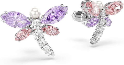 Swarovski x Ariana Grande Official Dragonfly Motif Jewelry Collection, Brooch, Pendant Necklace, Earrings, Mixed Cut Multicolored Stones, Rhodium Finish
