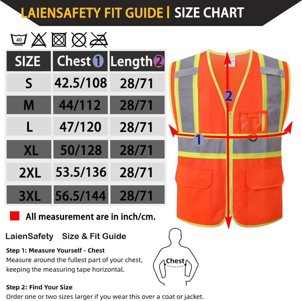 Hi Vis Safety Vest for Men Women,EK178,Orange,M