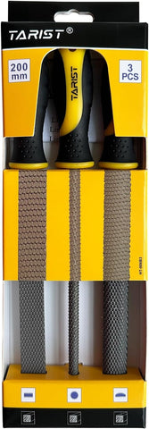 TARIST 3-Piece 8" Wood Rasp File Set, Includes Flat/Half-Round/Round. For Woodworking & Sharping Wood