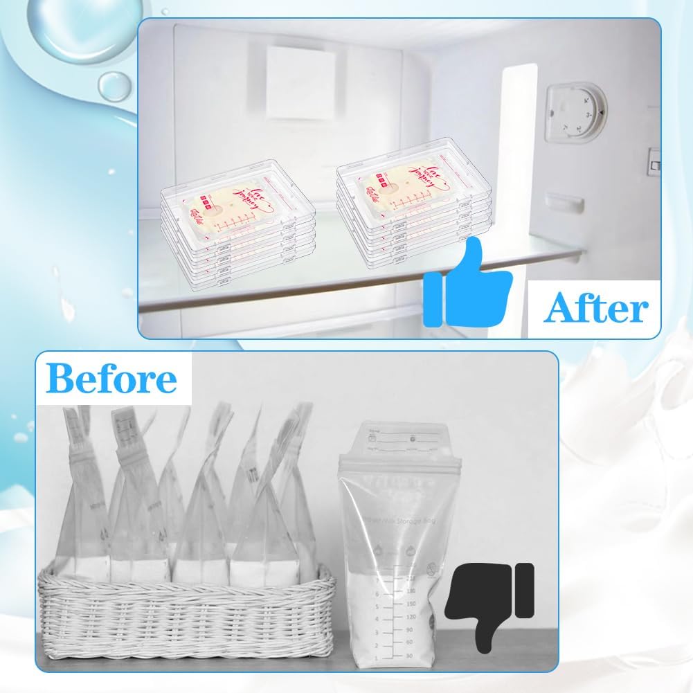 8 Pack Clear Clear Freeze Flat Breastmilk Storage Organizer, Space Saving