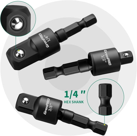 GRENPRO 19-Piece Flexible Drill Bit Extension Kit, 2 Right Angle Adapters