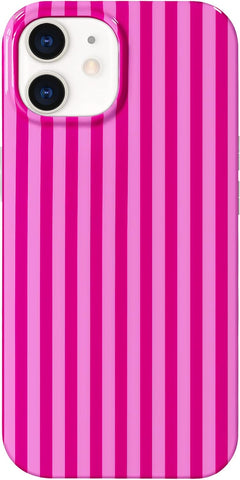 Hython for iPhone 11 Case Cute Striped Aesthetic Design Simple Stripes Cover 6.1", Thin Slim Soft TPU Bumper Shockproof Rubber Protective Phone Cases for Women Girls Girly Boys, Hot Pink