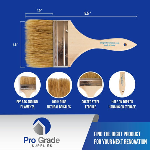 Pro Grade 4" Chip Brushes, Disposable Paint Brushes, for Sealers, 96 Pack