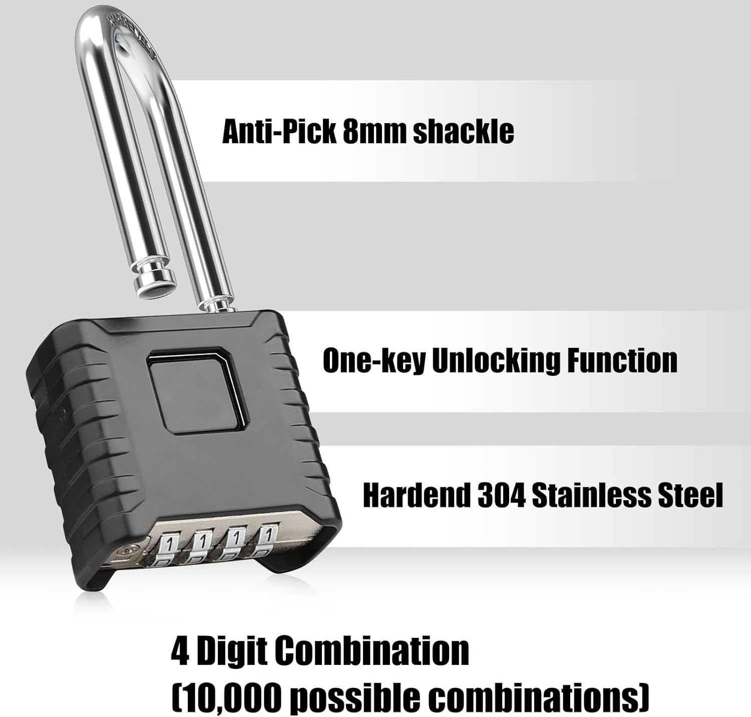 2.3in Long Shackle Combination Padlock, Diyife Heavy Duty Outdoor Lock