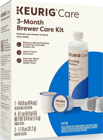 Keurig 3-Month Brewer Maintenance Kit Includes Descaling Solution, Water Filter Cartridges & Rinse Pods, Compatible Classic/1.0 & 2.0 K-Cup Coffee Makers, 7 Count